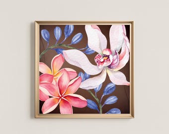 Tropical Floral Wall Art, Flower Print, DIGITAL DOWNLOAD