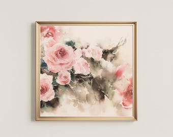 Blush Rose Watercolor Print – French Country Wall Art