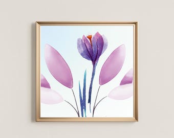 Modern Purple Flower Print | Minimalist Botanical Wall Art | Soft Lavender Floral Decor