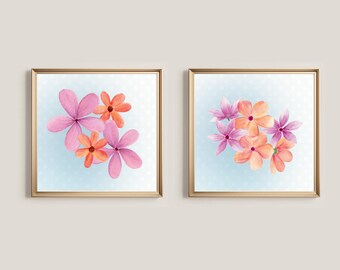 Blush Peach Floral Watercolor Prints: Feminine Wall Art (Digital Download)
