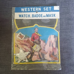 Toy Western Set Watch Badge Mask