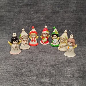 Hand Painted Ceramic Angel Bell Ornaments