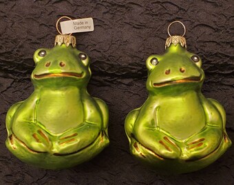 2 Vintage Blown Glass Green /& Red Owls NOS Made In Germany D00