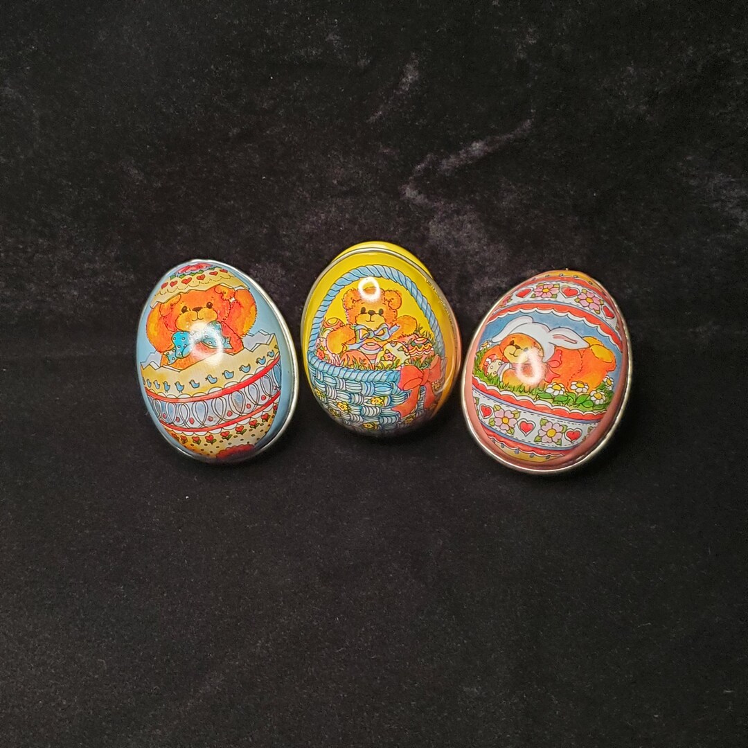 Vintage Tin Easter Egg Candy Containers Etsy