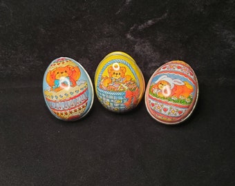 Vintage Tin Easter Egg Candy Containers