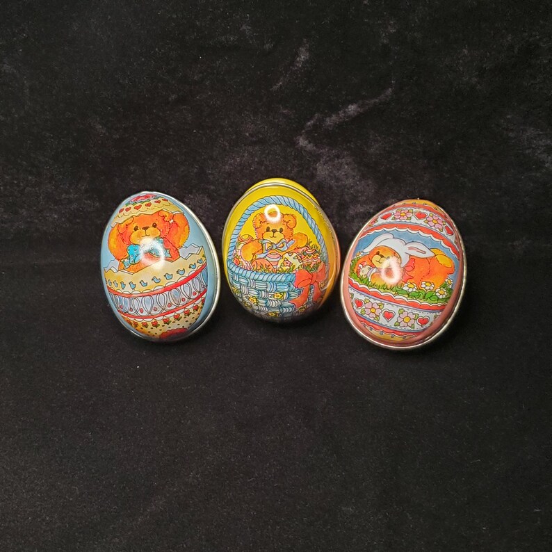 Vintage Tin Easter Egg Candy Containers Etsy