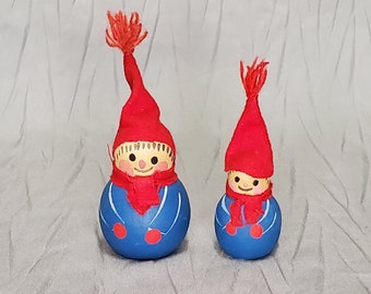 Vintage Hand Painted Wood People Elf Gnome