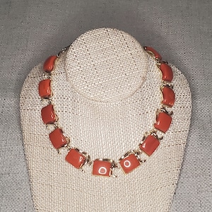 Vintage CORO Red Square Thermoset Necklace
