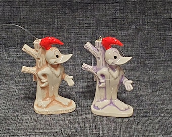 Vintage Ceramic Woody Woodpecker Ornaments