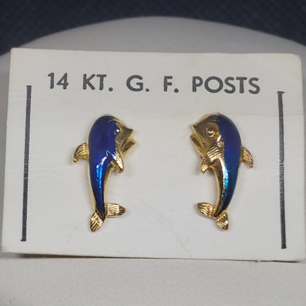 Vintage 14 KT Whale Earrings