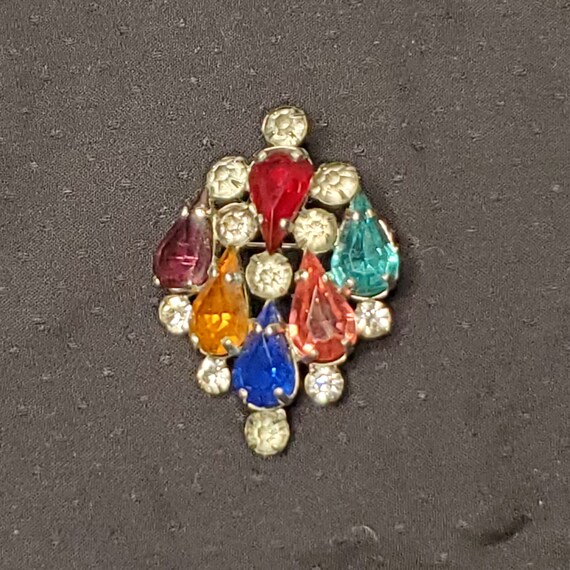 Vintage Art Deco Czecho Glass Rhinestone Brooch - image 3