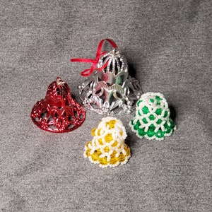 Vintage Plastic Beaded Bell Ornaments