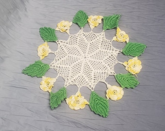 Vintage Handmade Crochet Flower Doilie