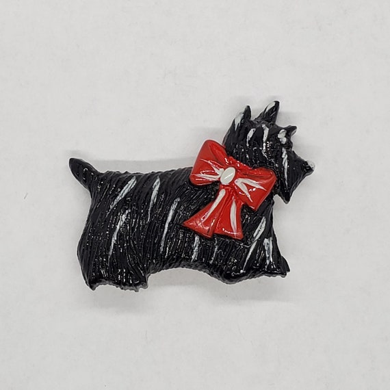 Vintage Plastic Celluloid Black Scottie Dog Brooc… - image 1