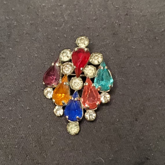 Vintage Art Deco Czecho Glass Rhinestone Brooch - image 1