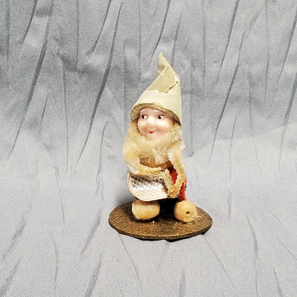 Vintage Spun Cotton Chenille Pixie Elf Ornament