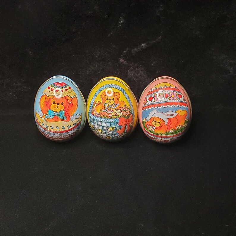Vintage Tin Easter Egg Candy Containers Etsy