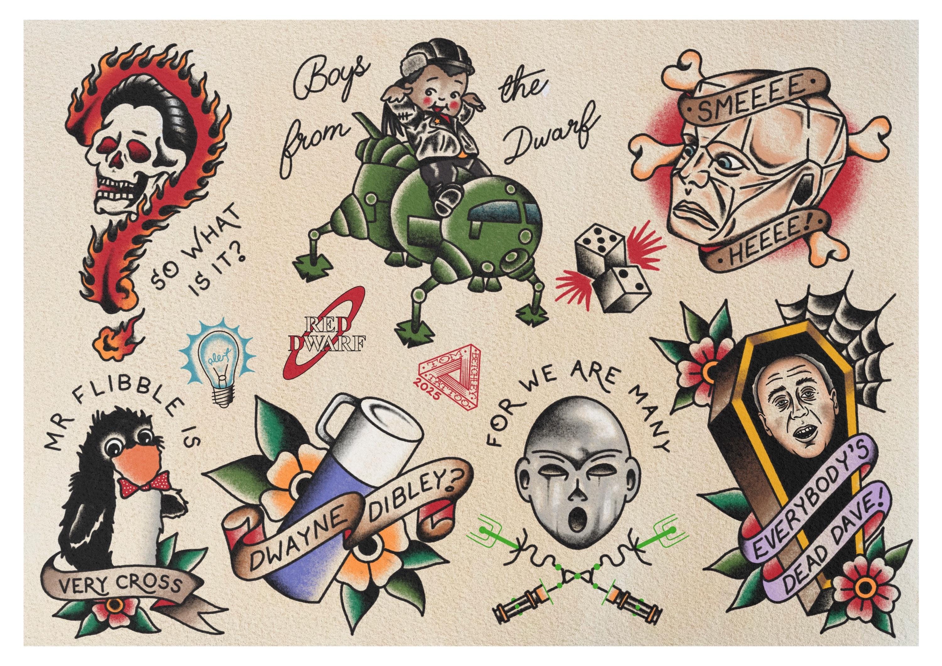 Red Dwarf Tattoo Flash Sheet High Quality A4 Print - Etsy Israel