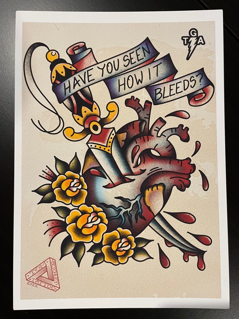 Gaslight Anthem "45" inspirerat A4 högkvalitativt tatueringsblixttryck i stil med bild 1