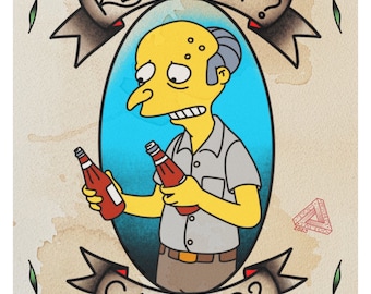 The Simpsons inspired “Decisions, Decisions” A4 High Quality Tattoo flash style Print