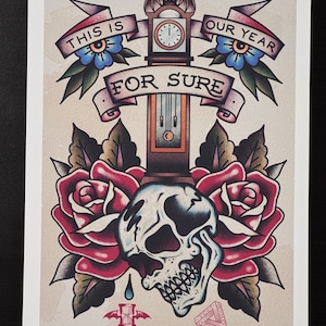 Lawrence Arms "100 Resolutions"-inspirerat A4-tryck av hög kvalitet i tatueringsstil