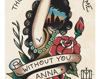 The Menzingers “Anna” inspired A4 High Quality Tattoo flash style Print