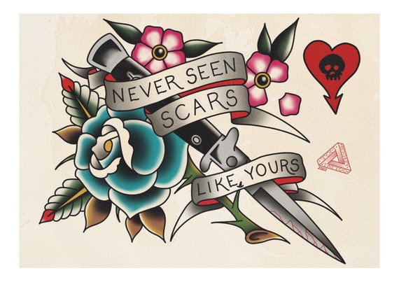 Alkaline Trio queen of Pain Inspired A4 High Quality Tattoo - Etsy Sweden