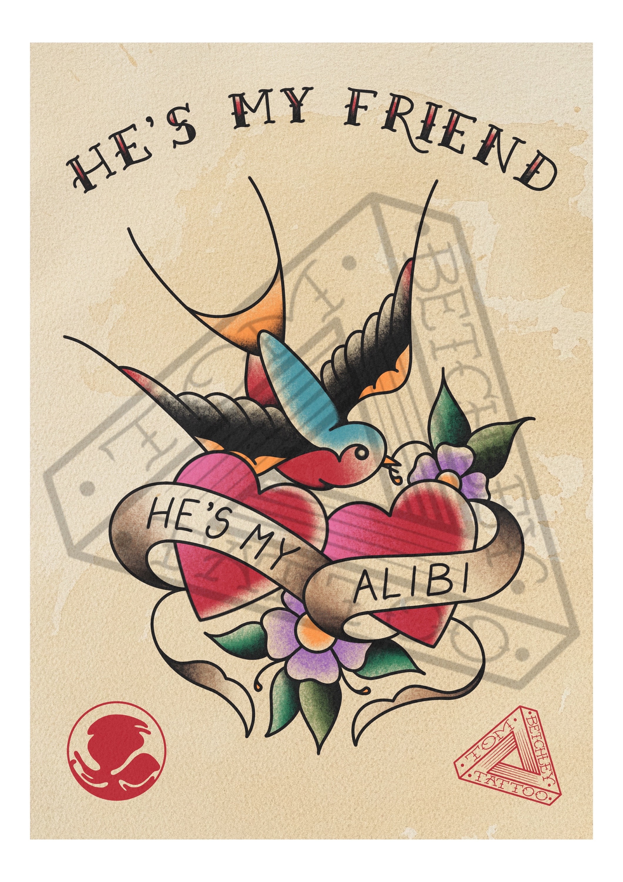 Bouncing Souls “Manthem” inspired A4 High Quality Tattoo flash style Print
