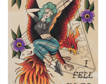 AFI “Days of the Phoenix” inspired A4 High Quality Tattoo flash style Print