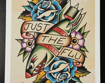 NOFX “Just the Flu” inspired A4 High Quality Tattoo flash style Print