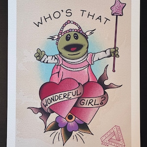 Impression A4 de haute qualité de style flash de tatouage inspiré de Nanalan « Who's That Wonderful Girl »