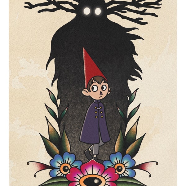 Over the Garden Wall inspired “The Beast” A4 High Quality Tattoo flash style Print