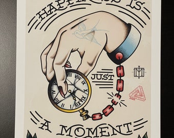 The Menzingers “Gates - Happiness is just a Moment” inspired, A4 high quality tattoo flash style print