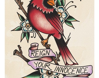 Alexisonfire “young cardinals” inspired A4 High Quality Tattoo flash style Print
