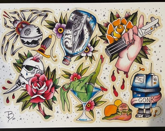 Star Wars Original Trilogy High Quality A4 Tattoo Flash Sheet