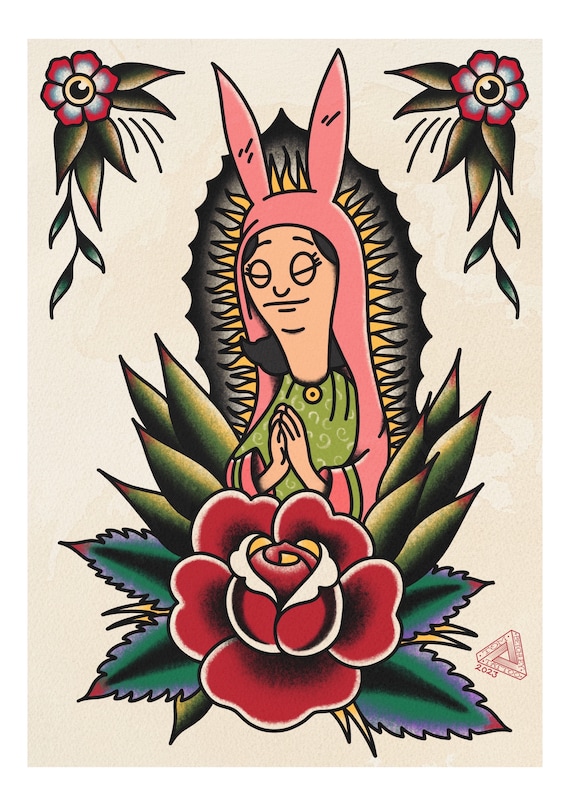 Bobs Burgers Inspired our Louise of Guadaloupé A4 High Quality Tattoo Flash  Style Gicleé Print - Etsy