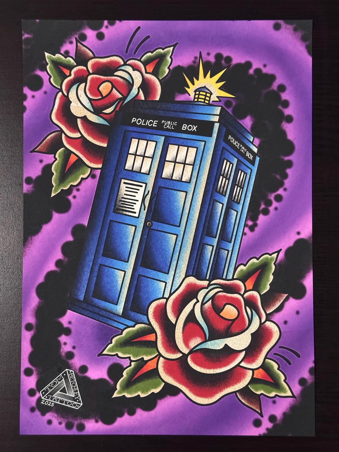 Doctor Who Inspired “allons-y” A4 High Quality Tattoo Flash Style