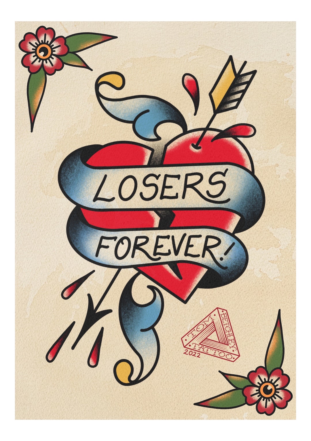 Spanish Love Songs "losers" Inspired A4 High Quality Tattoo Flash Style ...