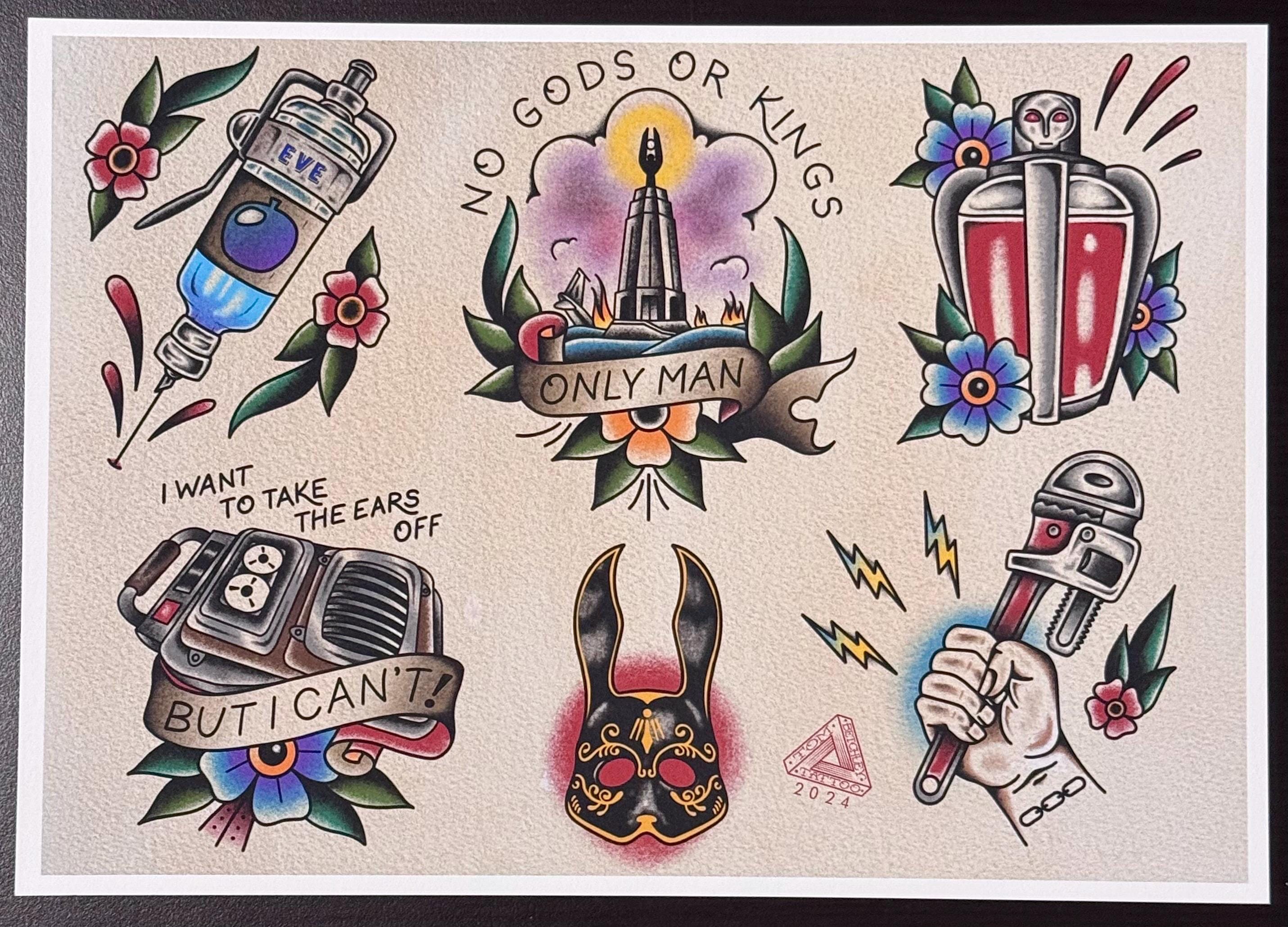 Bioshock Inspired High Quality Tattoo Flash Sheet Print - Etsy New Zealand, image size:2861x2060