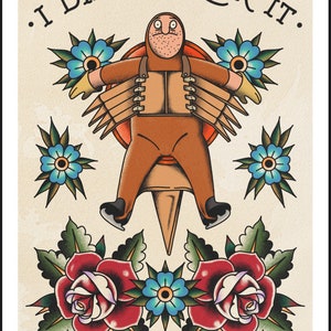 Bob’s Burgers inspired “I Didn’t Kick it” A4 High Quality Tattoo flash style Print