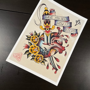 Gaslight Anthem "45" inspirerat A4 högkvalitativt tatueringsblixttryck i stil med bild 4