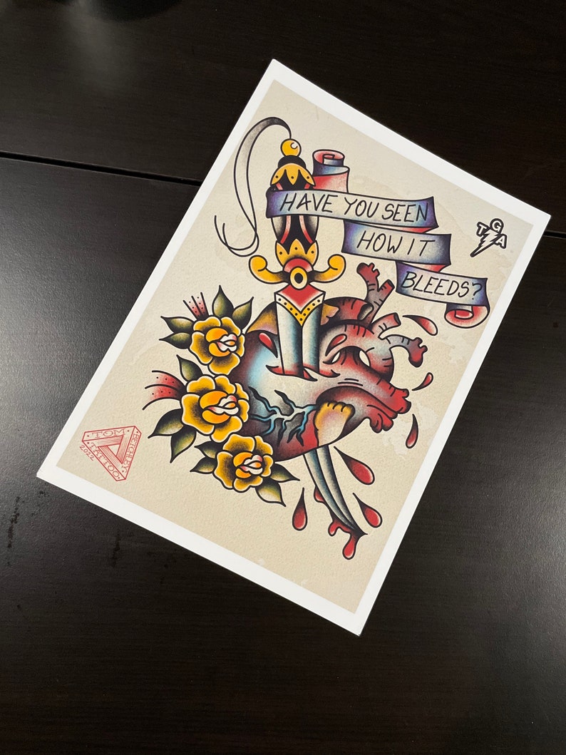 Gaslight Anthem "45" inspirerat A4 högkvalitativt tatueringsblixttryck i stil med bild 4