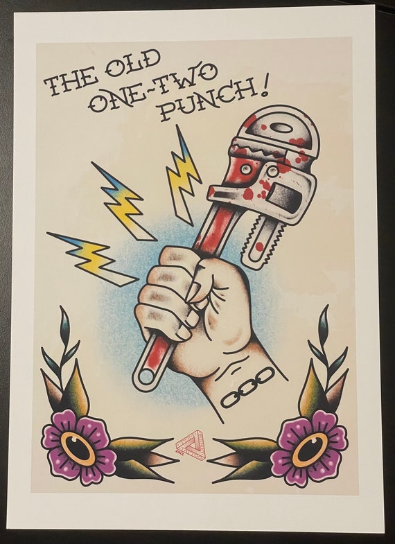 Bioshock One-two Punch Tattoo Flash Style A4 High Quality Print - Etsy