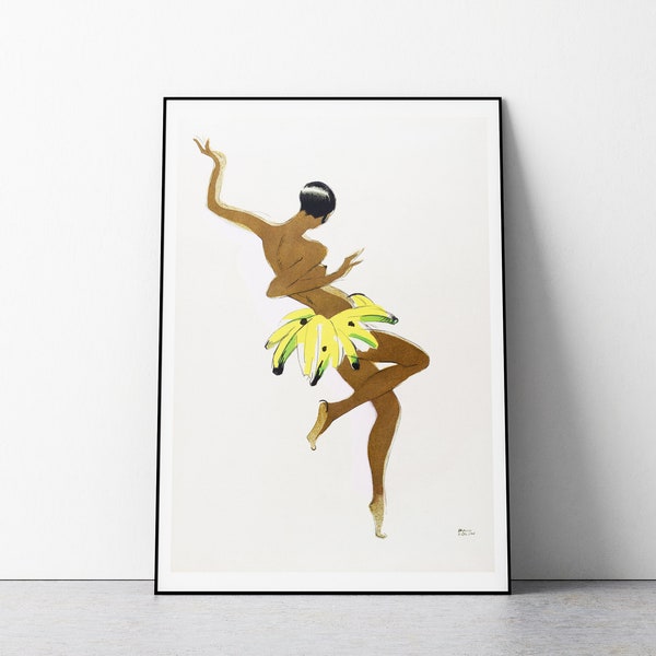 Vintage Josephine Baker Illustration Poster from Archives // PRINTABLE Digital Download Wall Art Print Decor // Real Retro Dancer Flapper