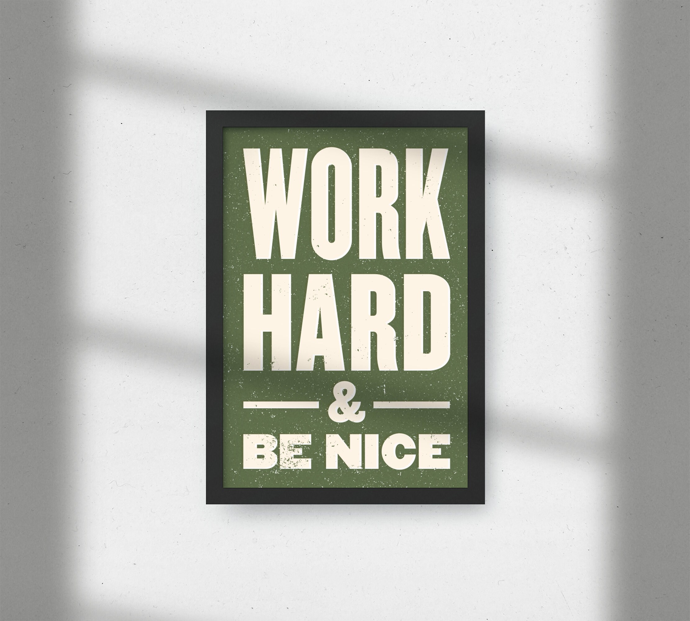 Work Hard and Be Nice Wall Art // PRINTABLE Digital Retro Etsy
