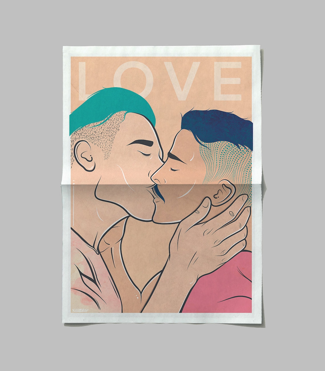 Gay Love Art Poster Print Wall Art Gay Illustration Kiss Etsy 