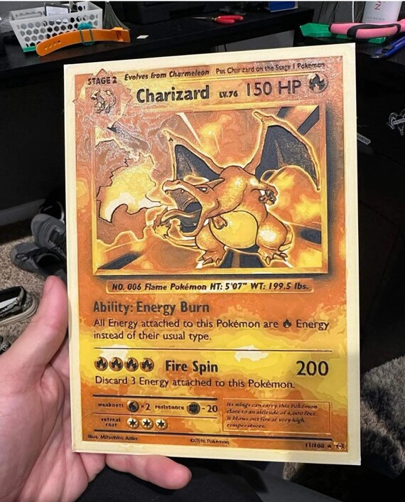 Charizard Card | 3D Print | Home Decor | Pokmon Collection | Wall Shelf Display - Etsy Charizard Card | 3D Print | Home Decor | Pokmon Collection | Wall Shelf Display - Etsy