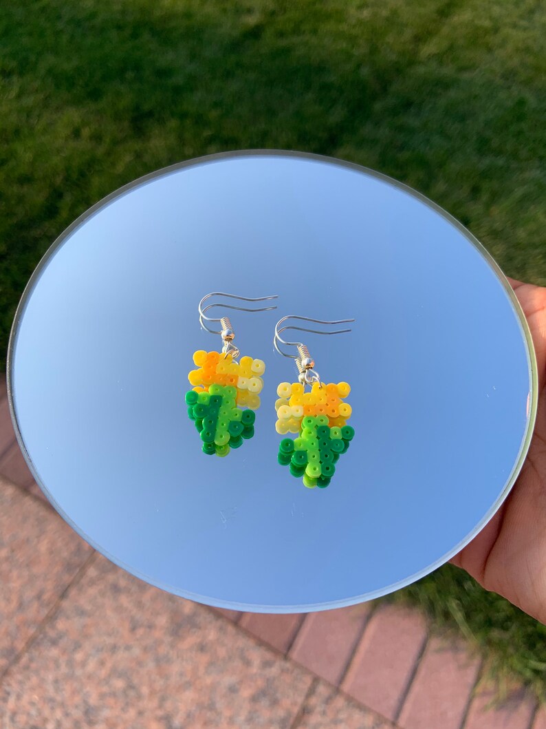Minecraft Flower Perler Bead Earrings Etsy