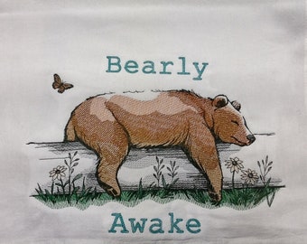Oh dam beaver machine embroidery flour sack towel 15x24