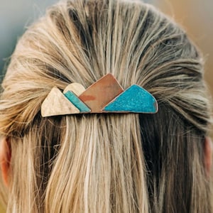 mountain hair clip, mountain jewelry, mountians barrette, unique hair clip, large barrette, barrettes for thick hair, metal hair barrette image 1